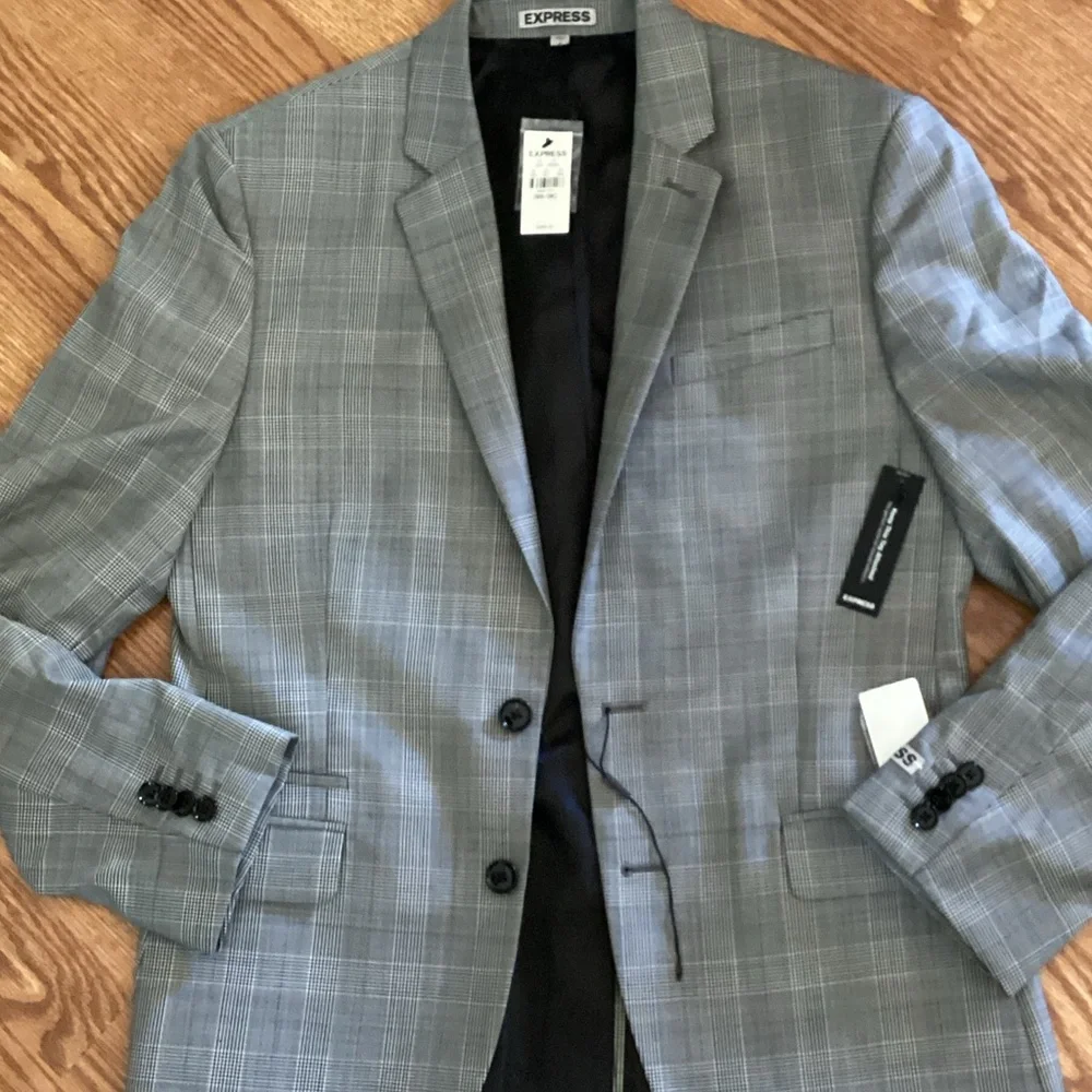 Express Men's Checkered Gray Blazer - Picture 1 of 7